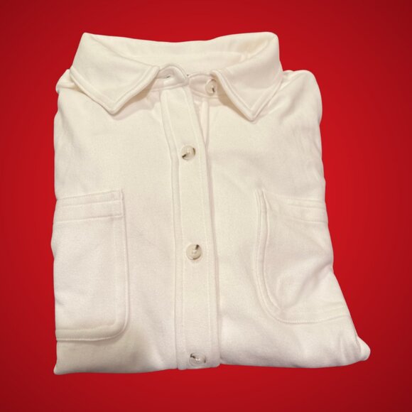 32 Degrees Ultra Soft Button Up Fleece in Cream Winter White, Suze Large, EUC - Picture 13 of 17